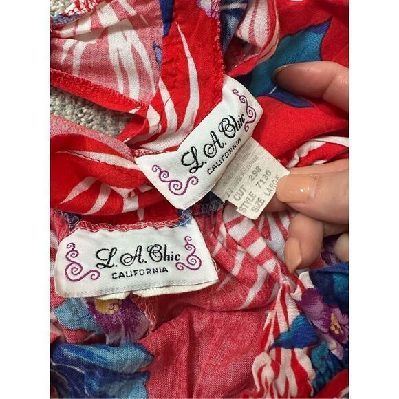 Vintage 80s Cotton Aloha 2 Piece Pant/Crop Top Set by LA Chic California - Picture 8 of 10